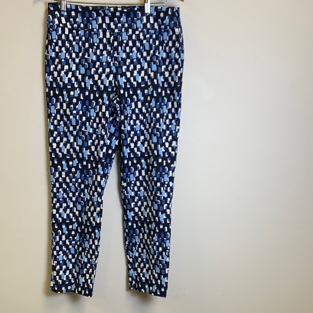 Abstract Dot Print Slim Pants in Navy and Blue
